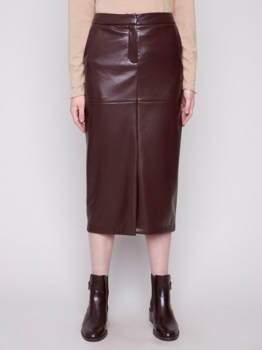 Jupe midi en similicuir CHARLIE B