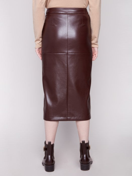 Jupe midi en similicuir CHARLIE B