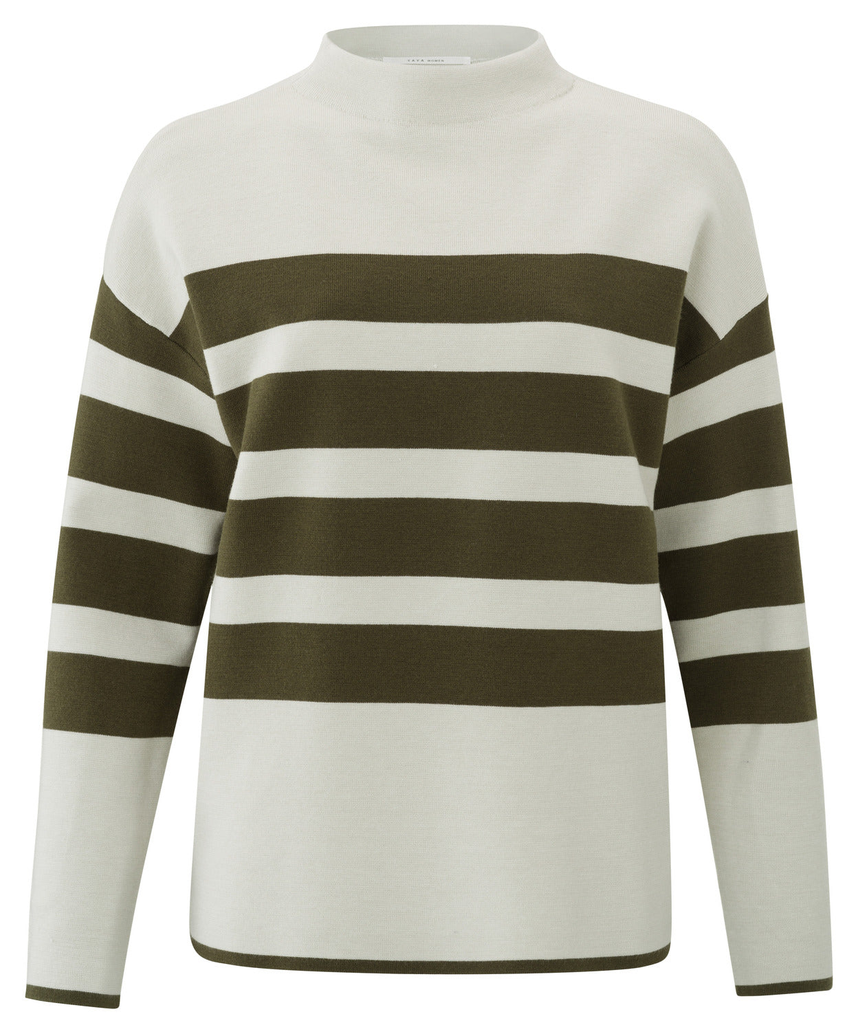 YAYA Striped Sweater 000265 Army Green