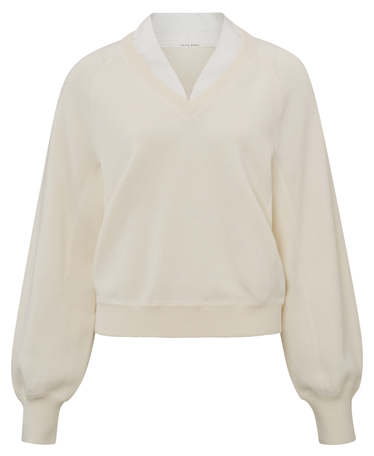 V-neck with woven detail sweater YAYA
