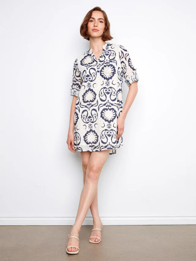 Robe chemise en coton mélangé imprimé