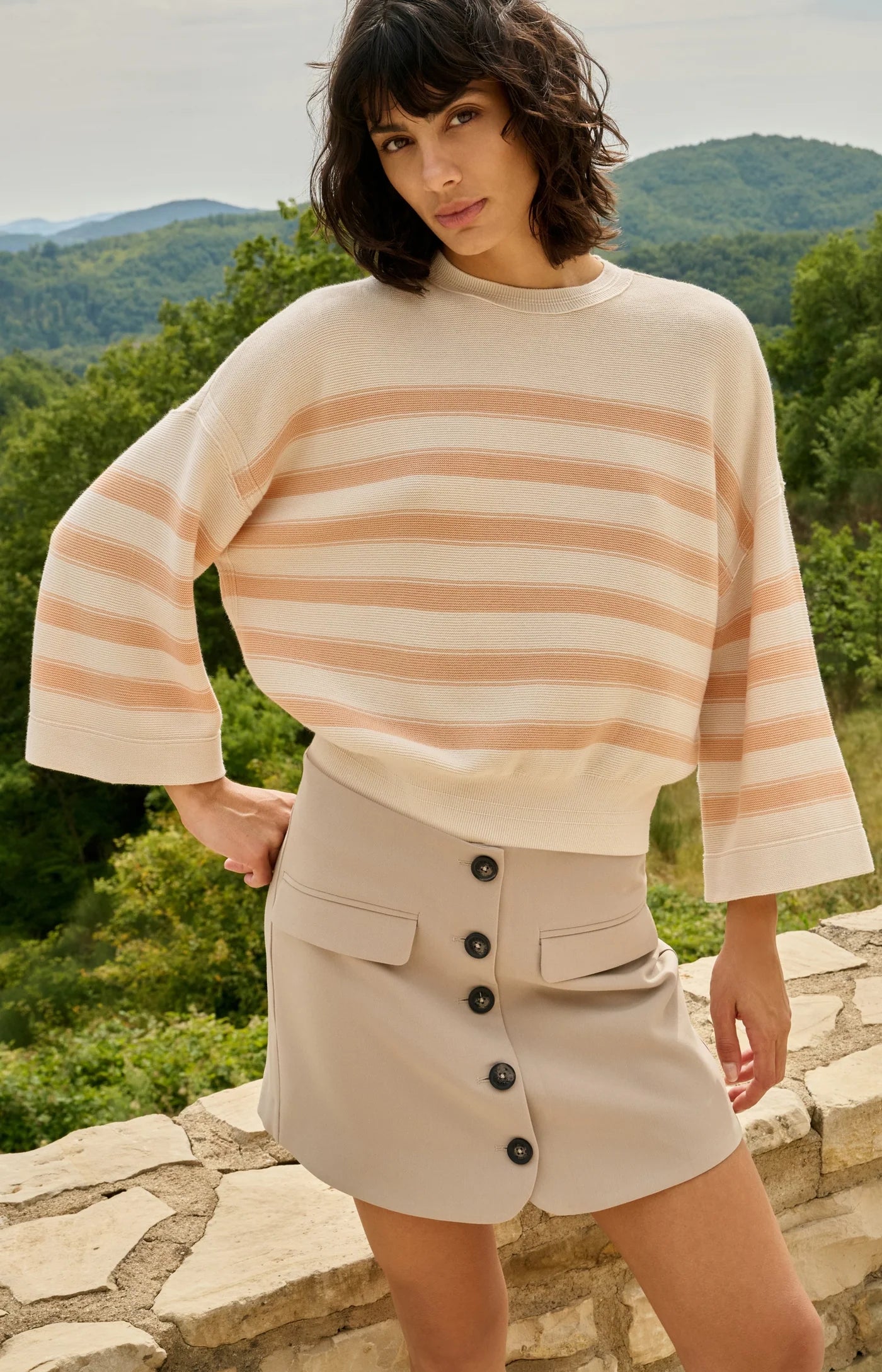 Pull à rayures manches larges