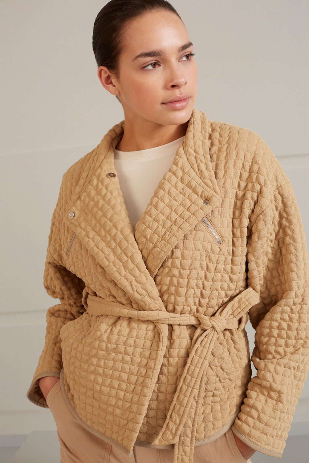 Woven quilted jacket with zippers YAYA