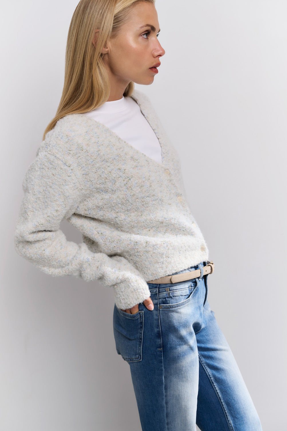 Boucle With Color Naps Cardigan YAYA