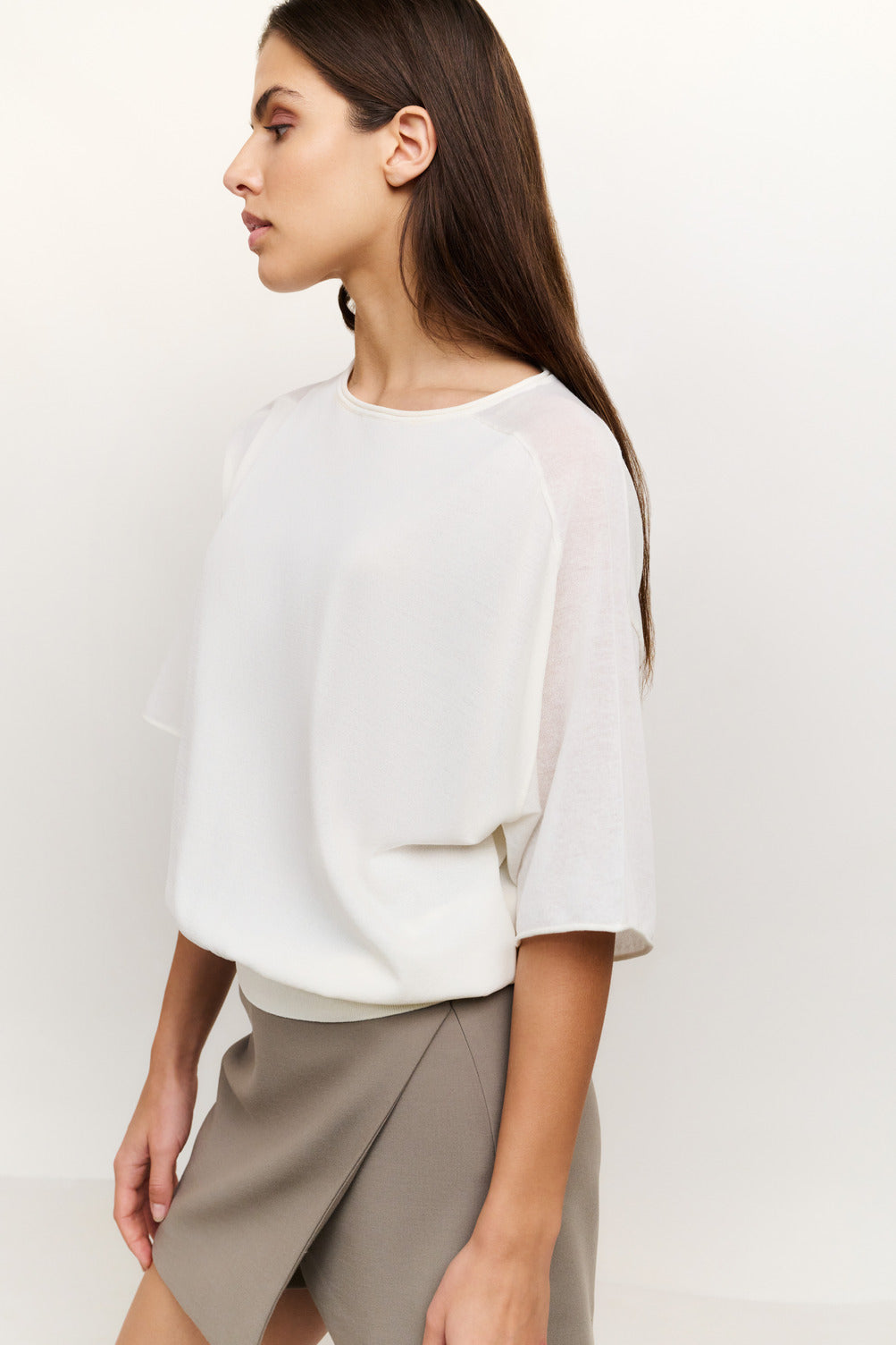 Pull col bateau à manches transparentes YAYA