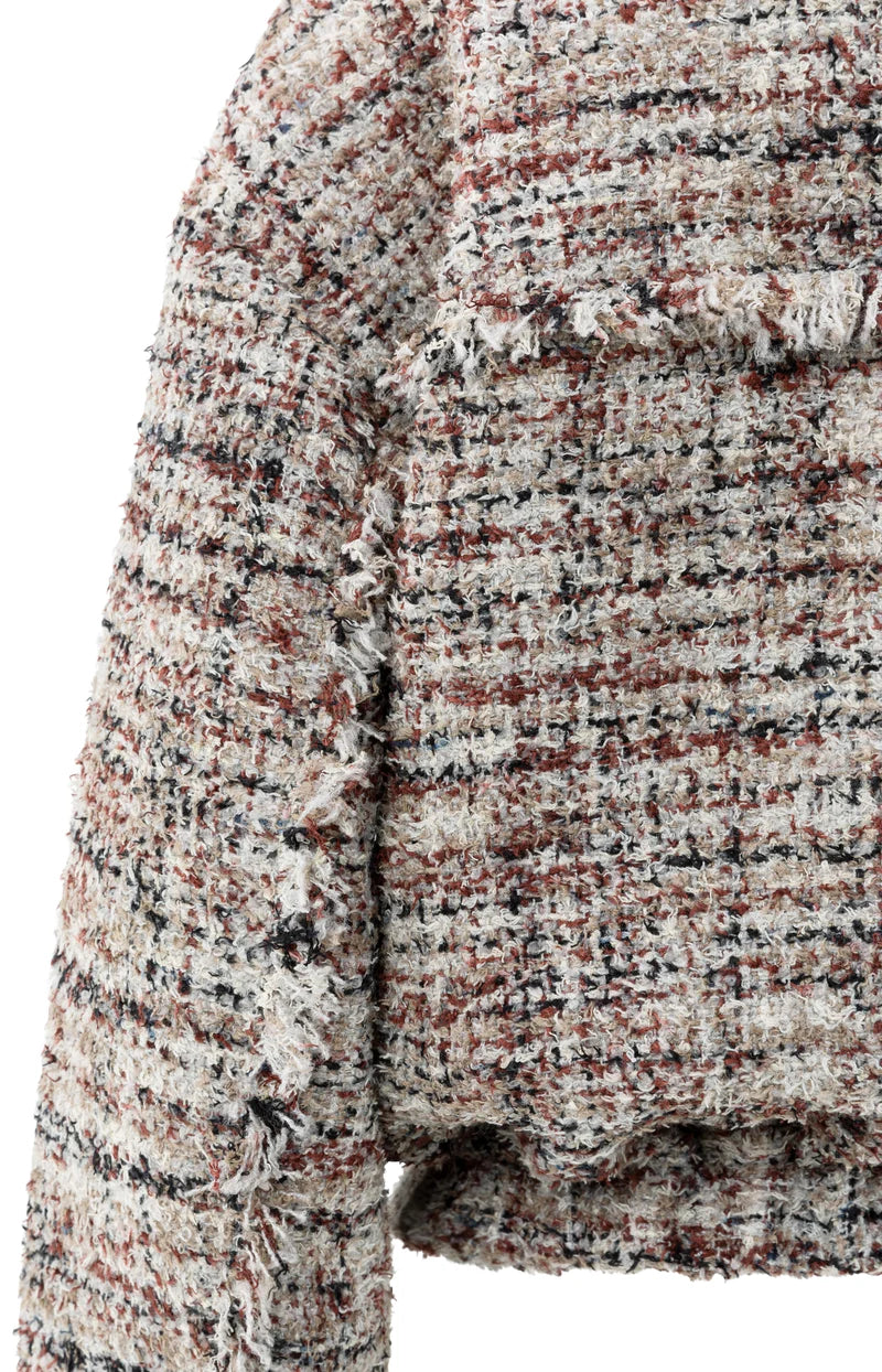Veste en tissu bouclé avec franges et col montant YAYA