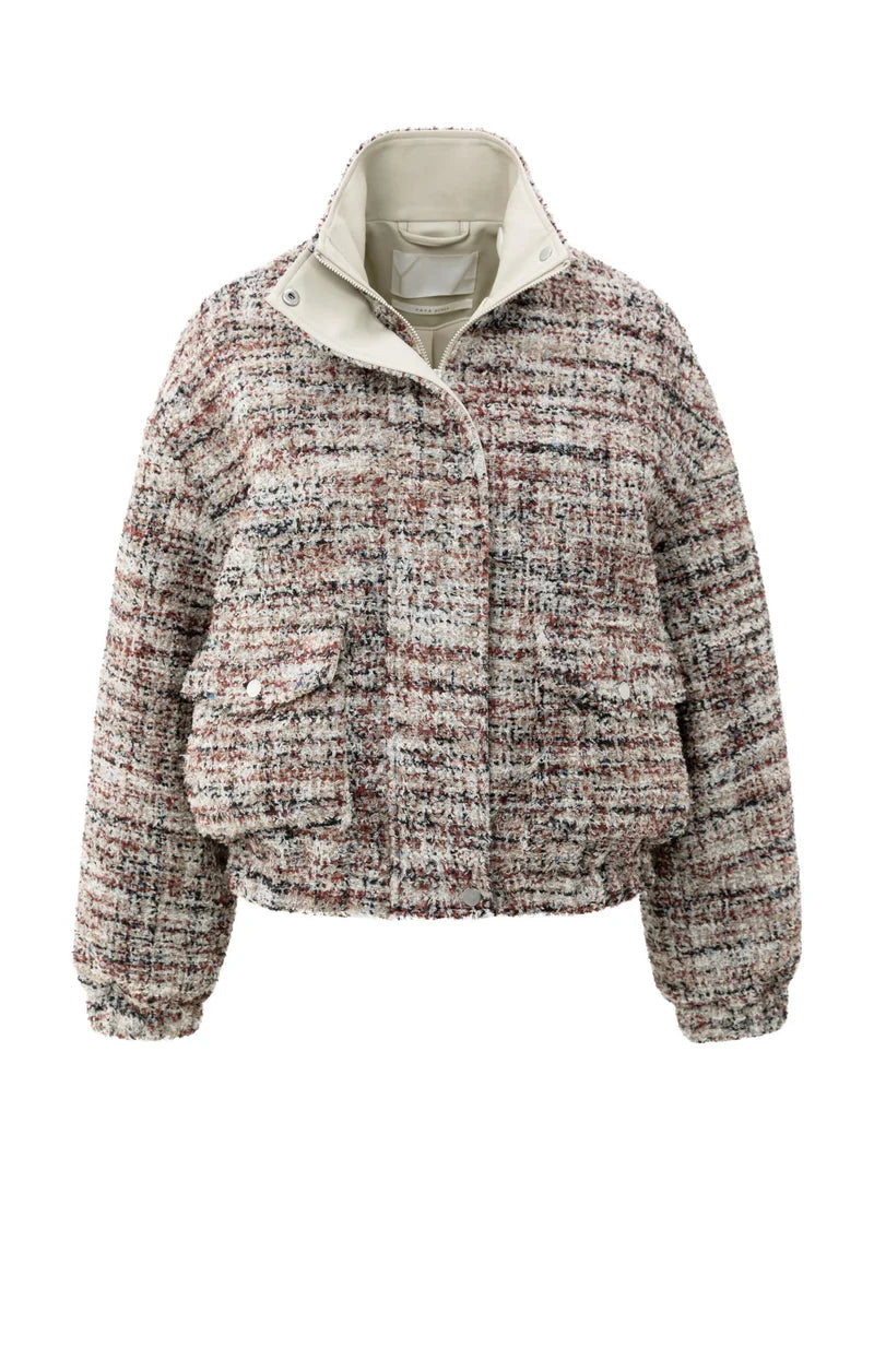 Veste en tissu bouclé avec franges et col montant YAYA