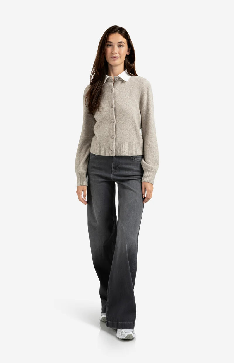 Cardigan avec col amovible et fermeture à boutons YAYA