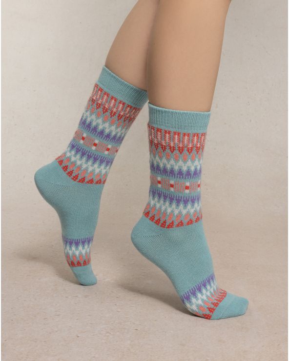 Chaussettes Cachemire NORVÉGIEN BLEU FORÊT