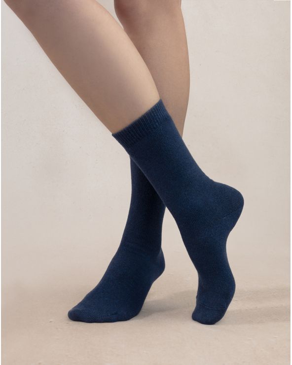 Chaussette Laine et Cachemire UNIE BLEU FORÊT