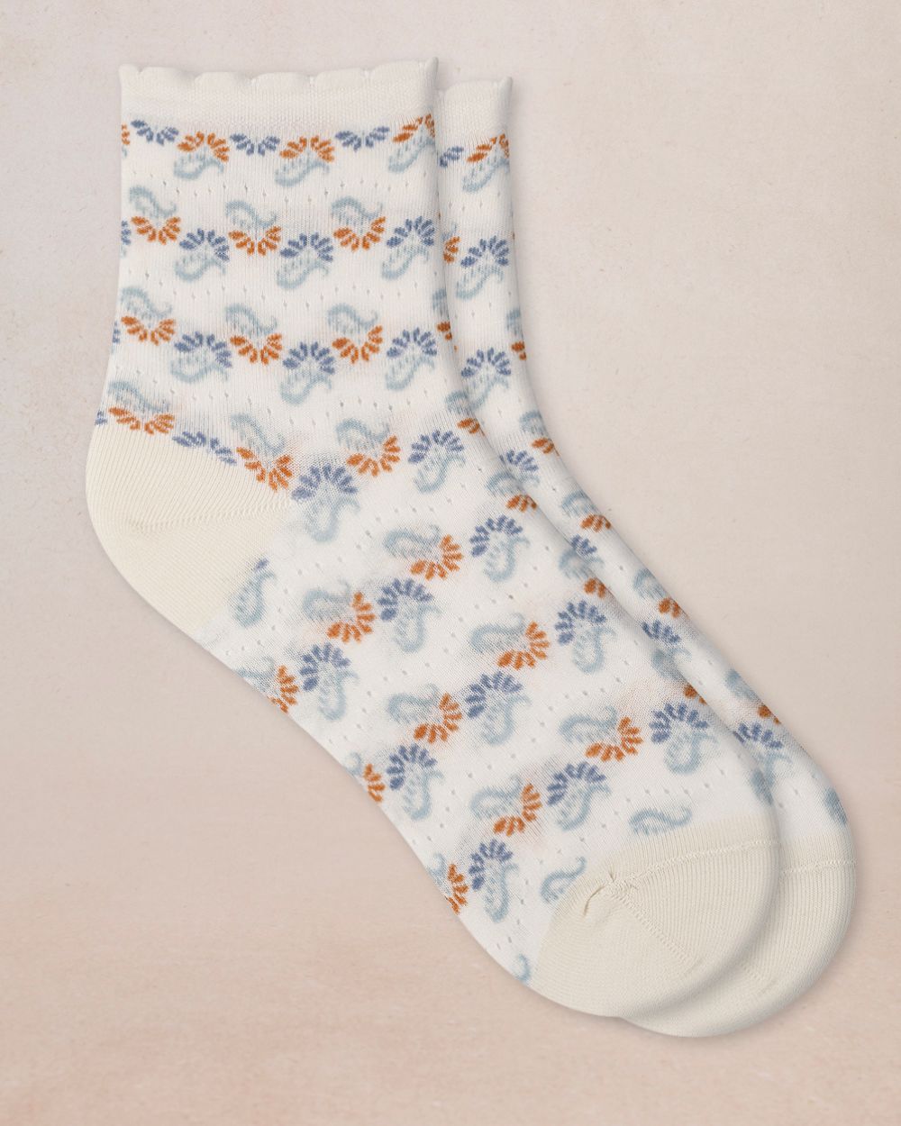 Chaussettes courtes all over cachemire BLEU FORÊT