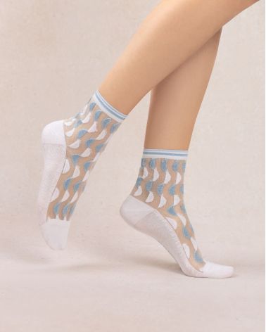 Chaussettes courtes transparentes - Géométriques