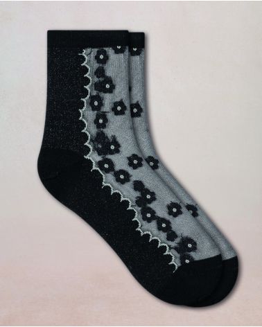 Chaussettes Transparente FLEURS BLEU FORÊT