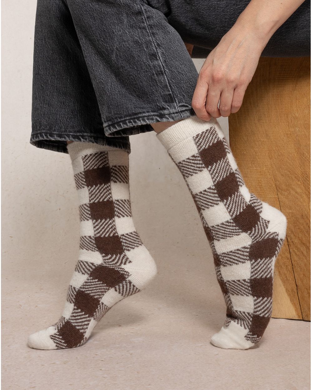 Chaussettes CARREAUX BLEU FORÊT