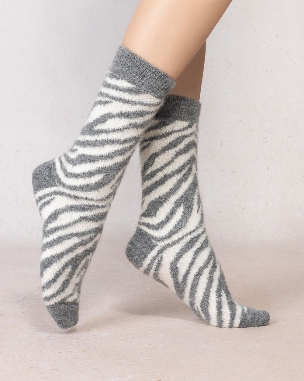 Chaussettes laine alpaga - Zèbre
