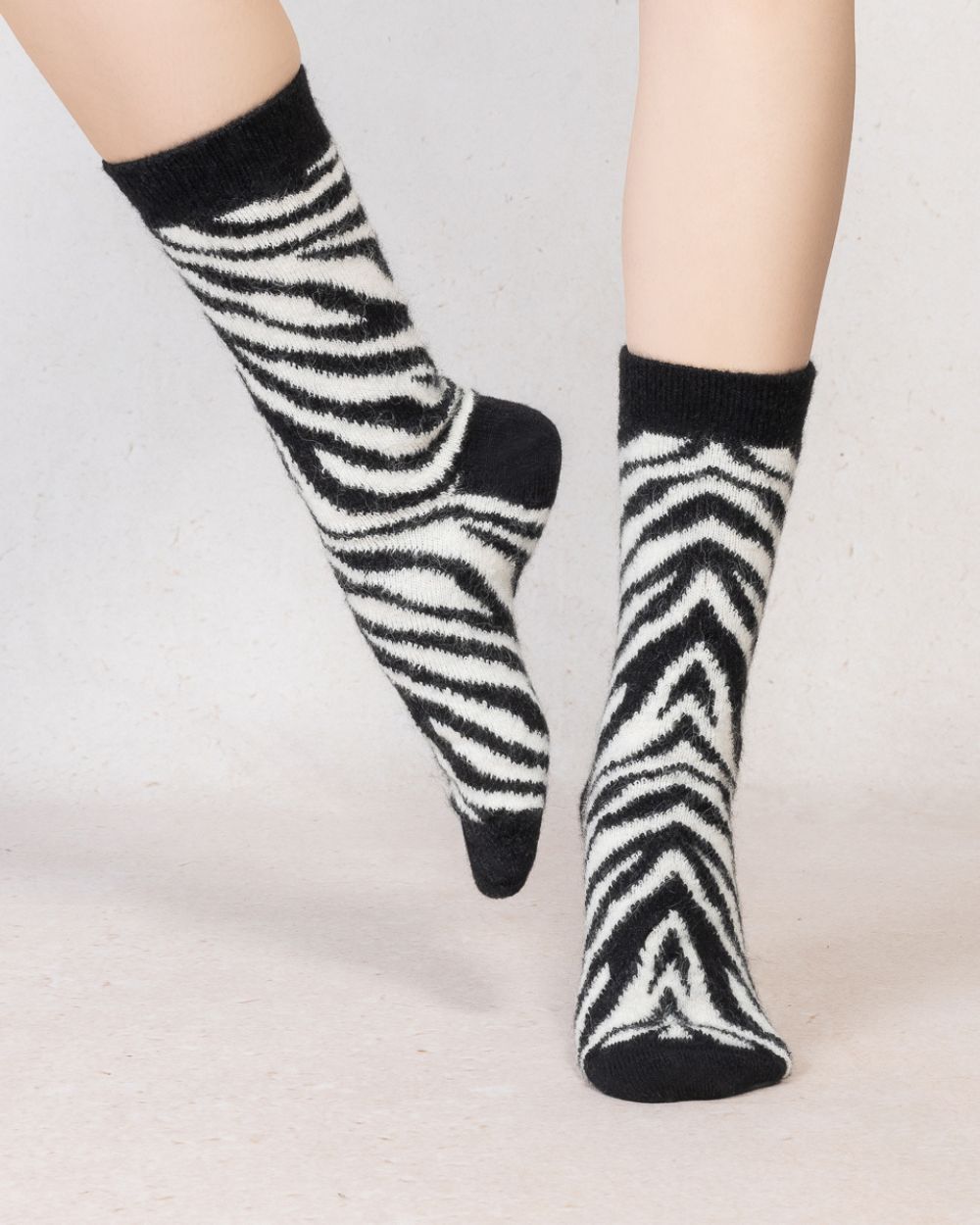 Chaussettes laine alpaga - Zèbre