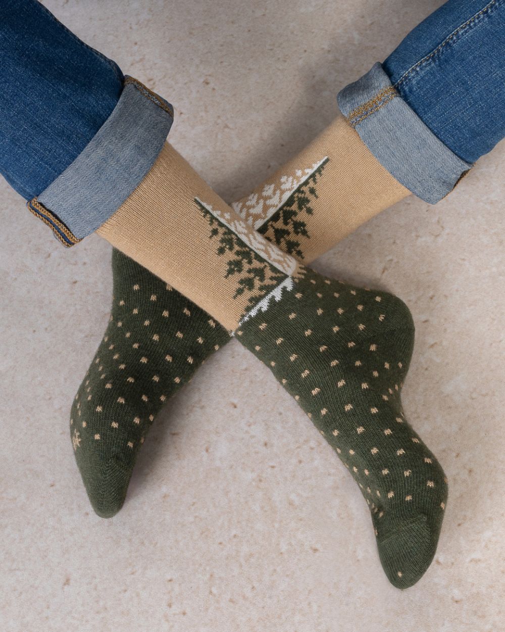 Chaussettes laine cachemire - Sapin