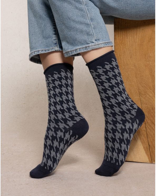 Chaussette Laine Fine BLEU FORÊT
