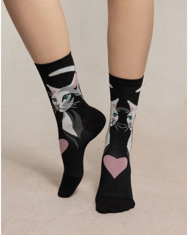 Chaussettes Motif Chat BLEU FORÊT