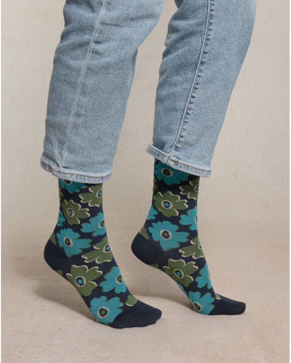 Chaussettes Veloutées PÉTUNIAS BLEU FORÊT