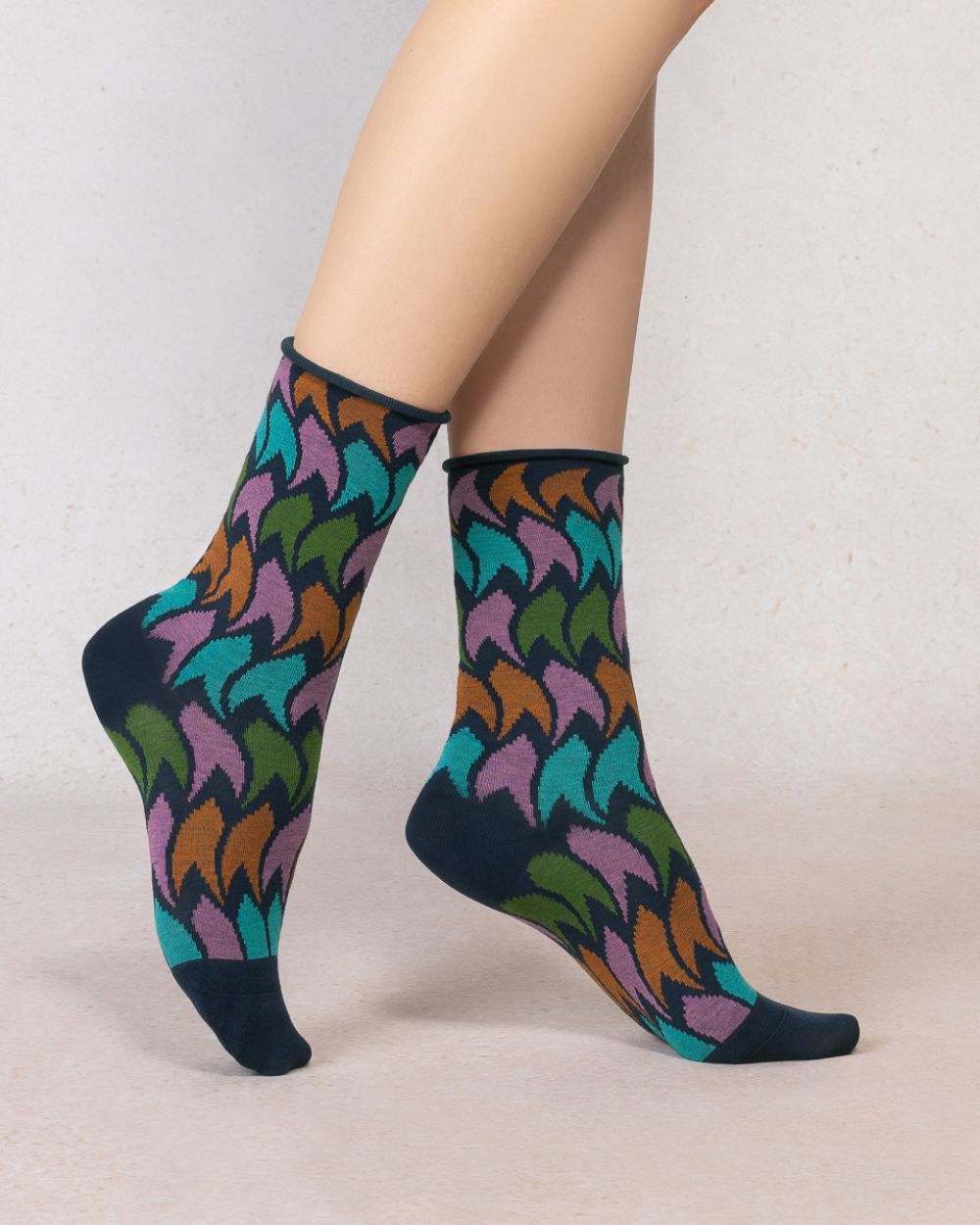Chaussettes veloutées - Plumes Ondulées