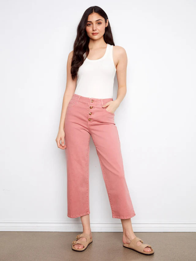 Pantalon court en sergé avec fermeture à boutons CHARLIE B
