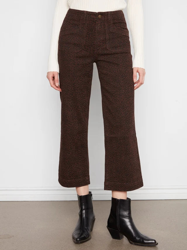 Pantalon écourté extensible à jambe large - Léopard