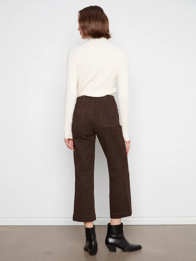 Pantalon écourté extensible à jambe large - Léopard
