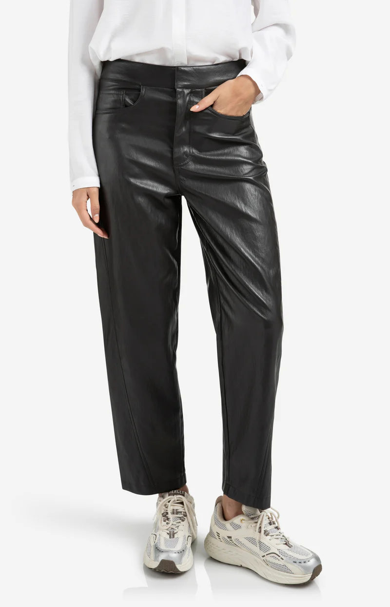 Pantalon simili cuir avec coutures décoratives YAYA
