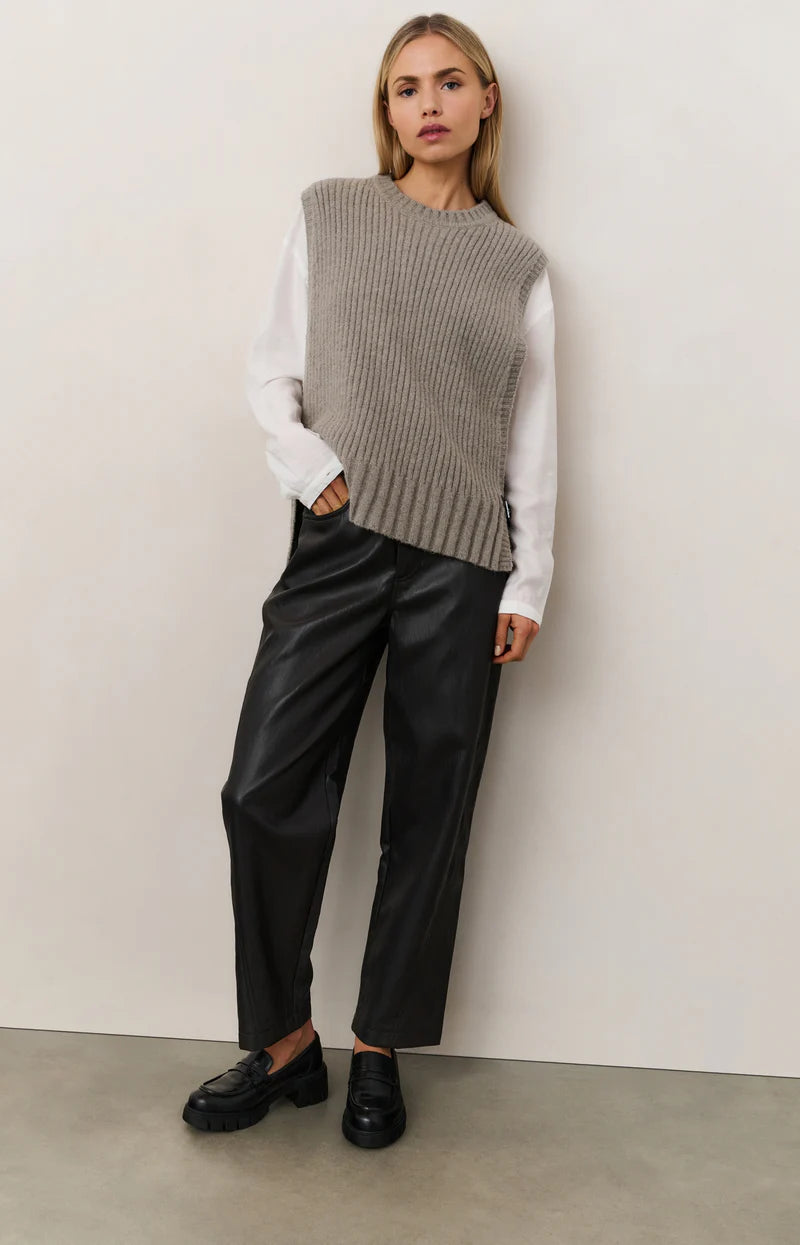 Pantalon simili cuir avec coutures décoratives YAYA