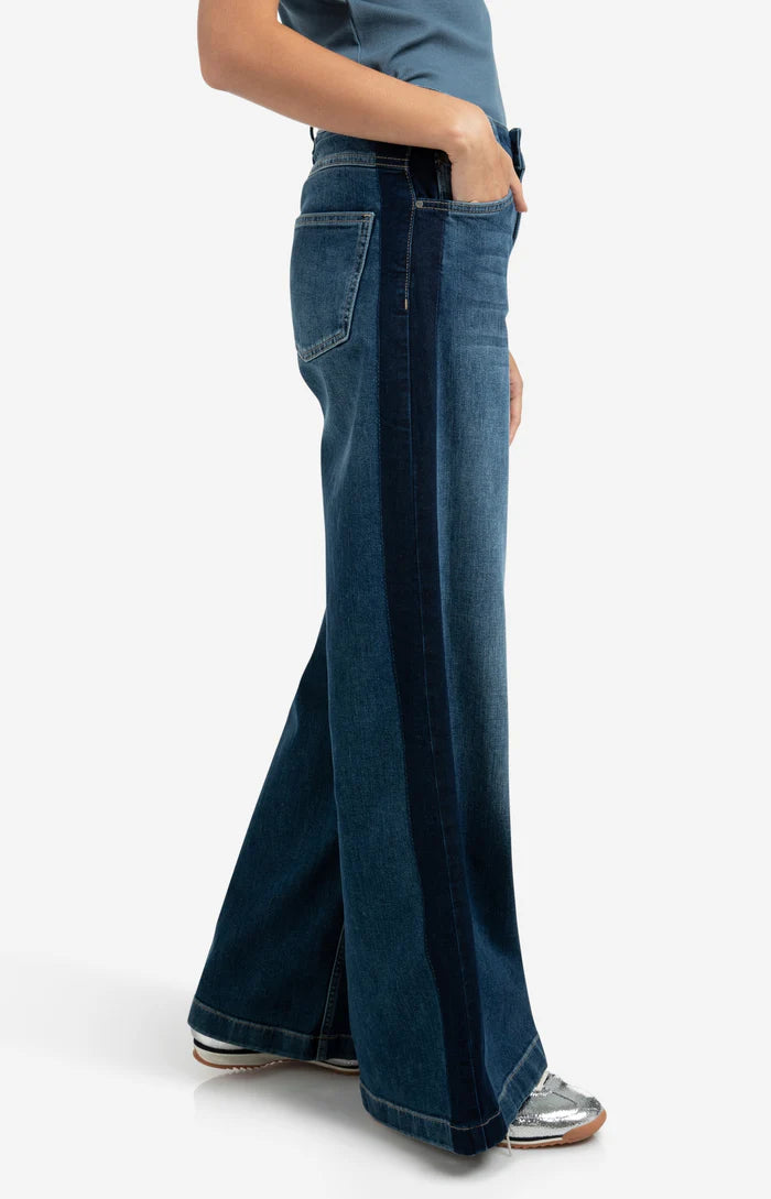 Jean taille haute avec empiècement, coupe large YAYA
