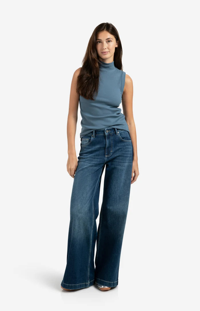Jean taille haute avec empiècement, coupe large YAYA
