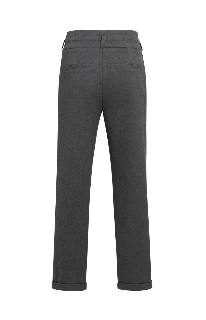 Pantalon taille haute avec ceinture décorative