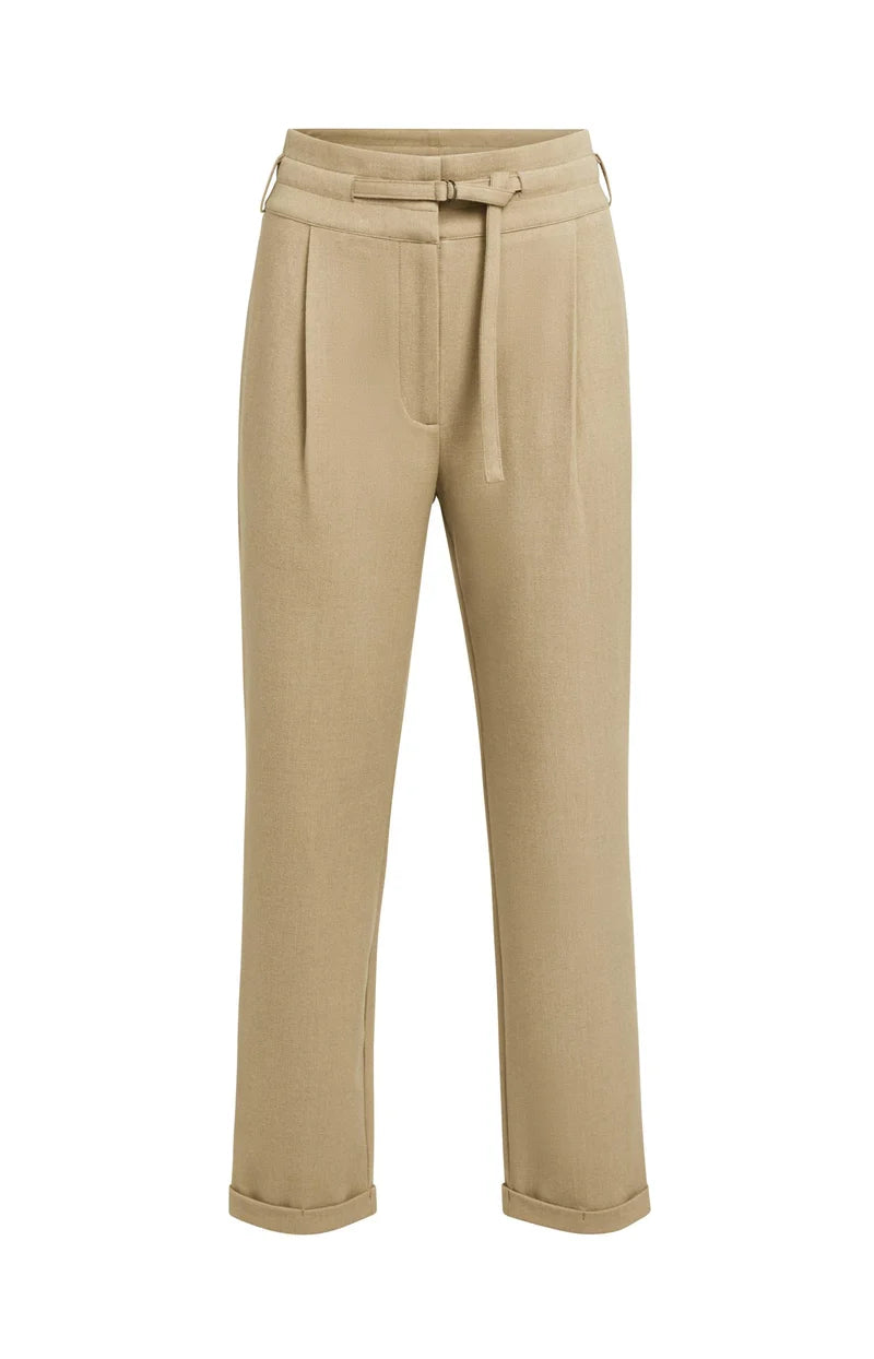 Pantalon taille haute avec ceinture décorative