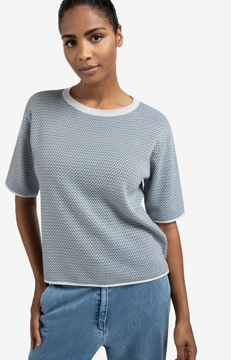 T-shirt manches courtes, maille jacquard