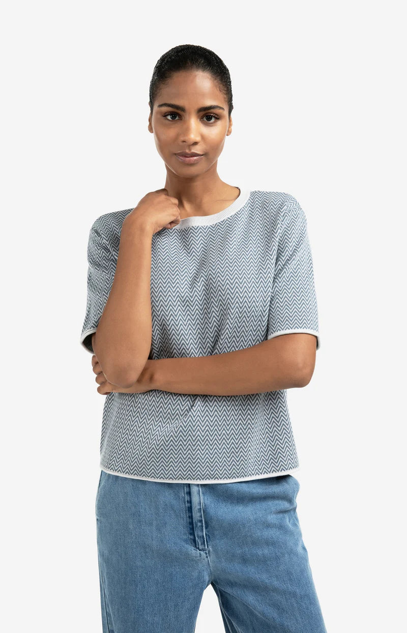 T-shirt manches courtes, maille jacquard