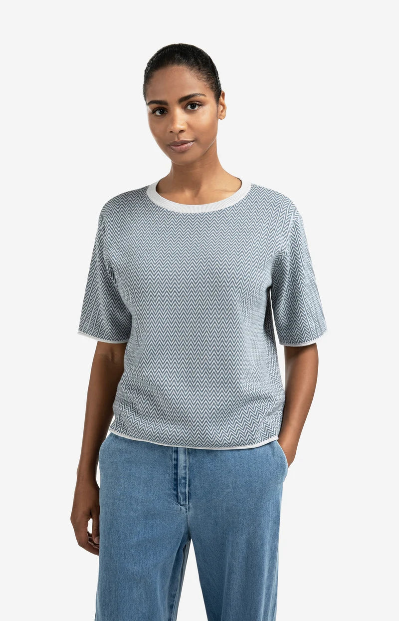 T-shirt manches courtes, maille jacquard