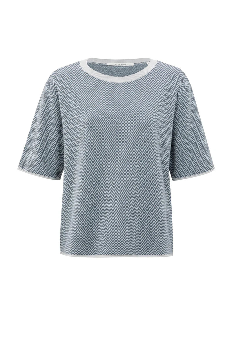 T-shirt manches courtes, maille jacquard