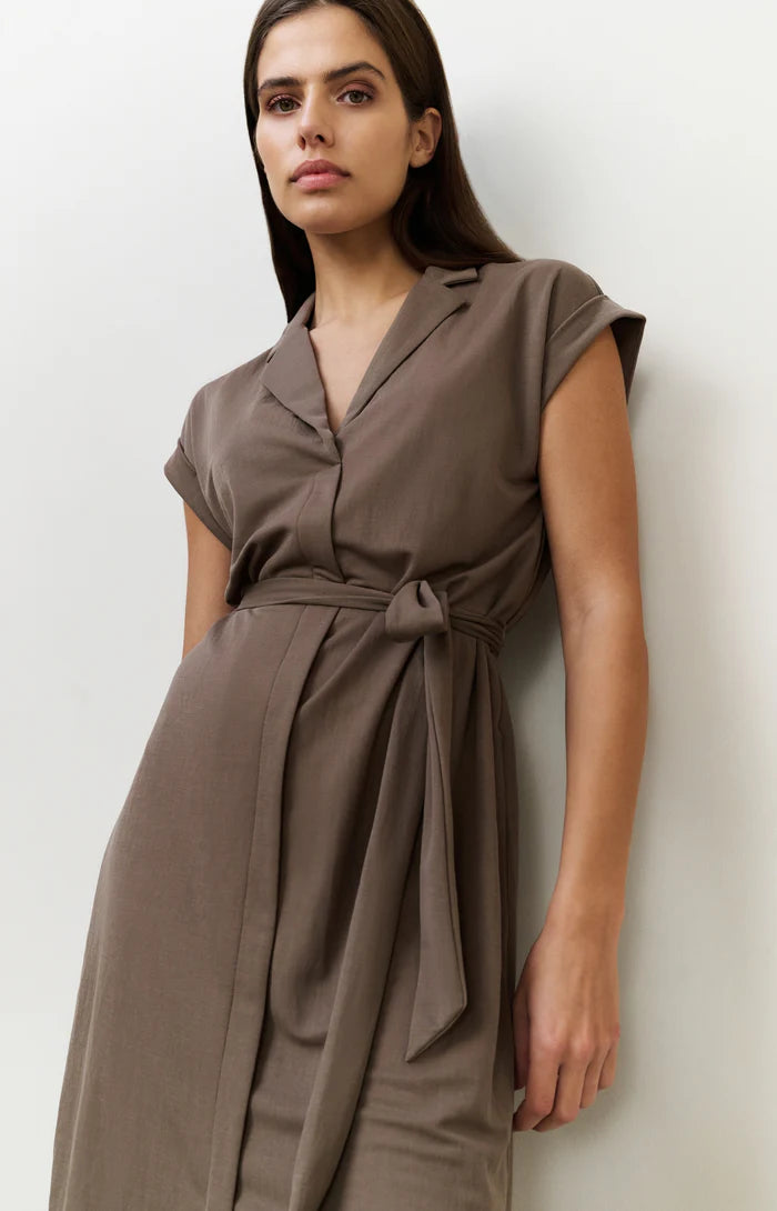 Robe en jersey avec col chemise et ceinture à nouer YAYA