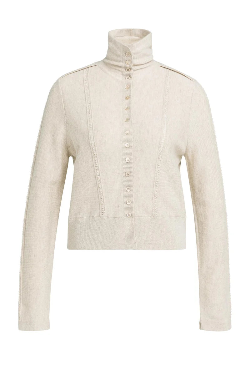 Cardigan en maille à col haut avec fermeture boutonnée