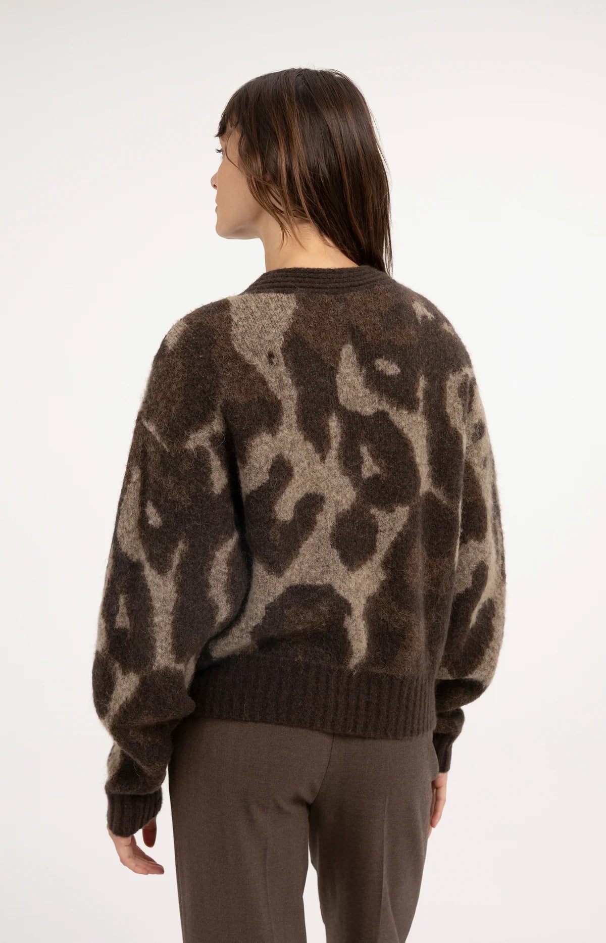 Cardigan en maille à motif, manches chauve-souris