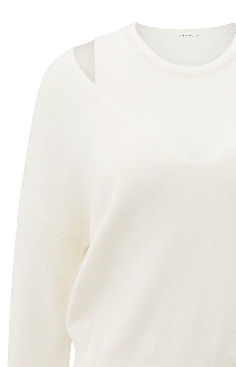 Pull en maille, col V profond avec haut assorti YAYA