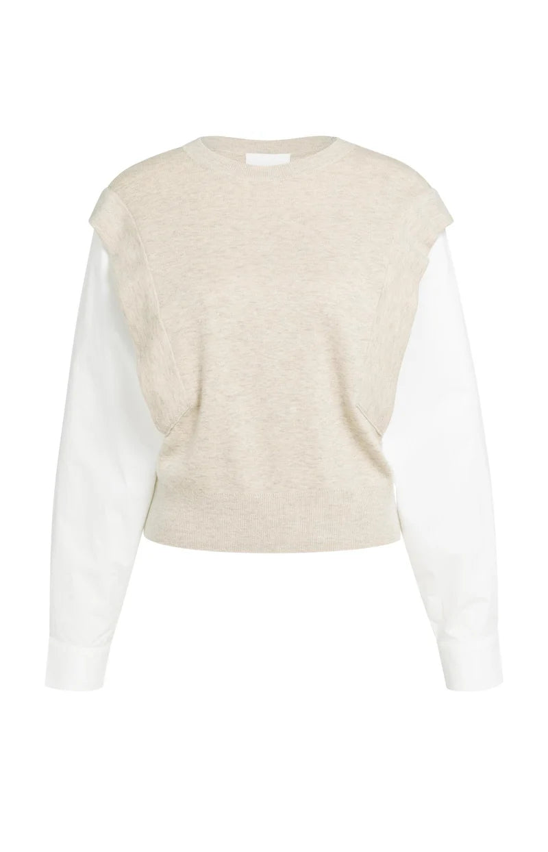 Pull en maille avec manches en tissu