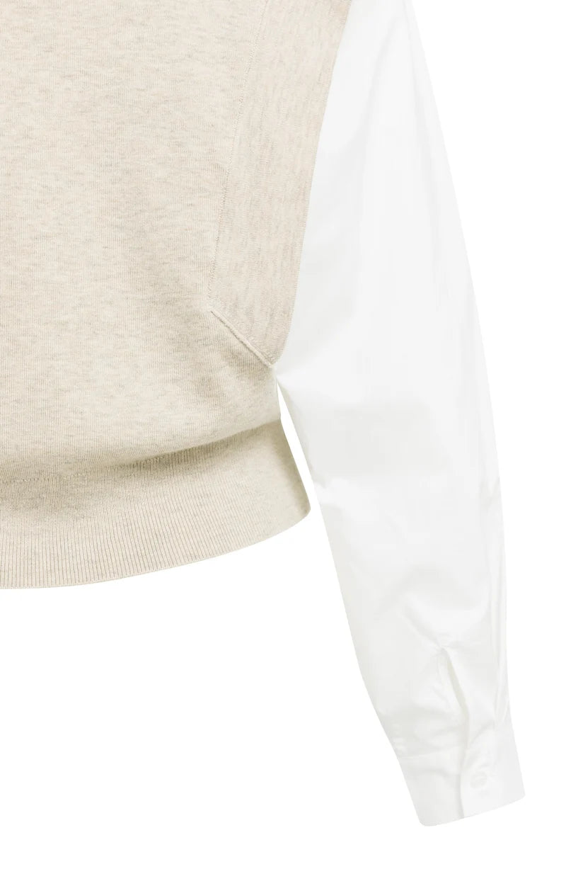 Pull en maille avec manches en tissu