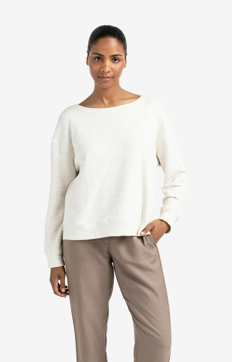 Sweat en maille mélangée, col bateau et fente sur le côté YAYA