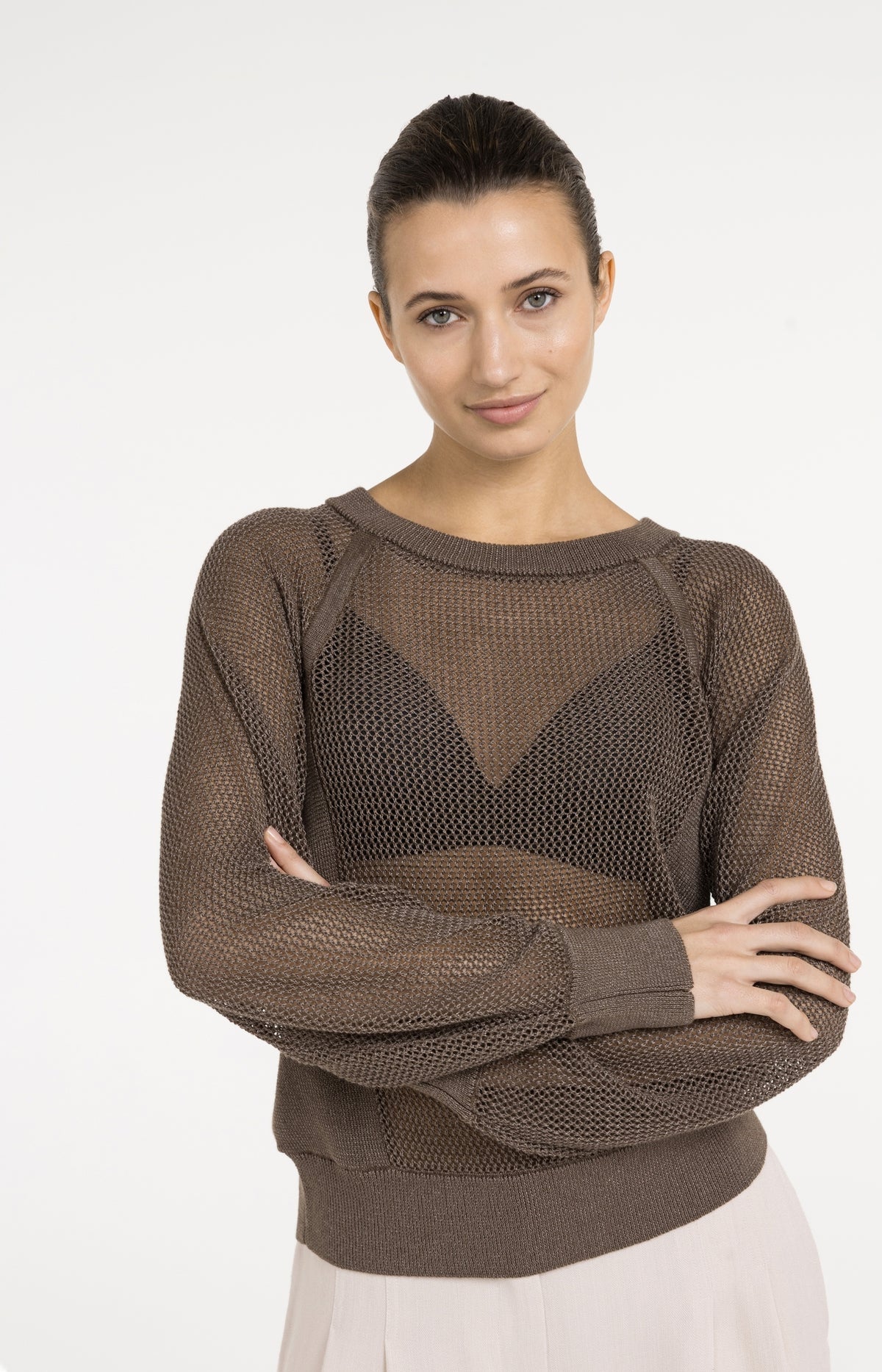 Pull tricoté au point de maille avec manches raglan