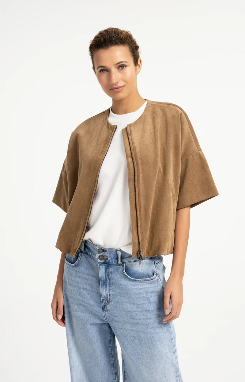 Veste oversize en suédine avec manches courtes