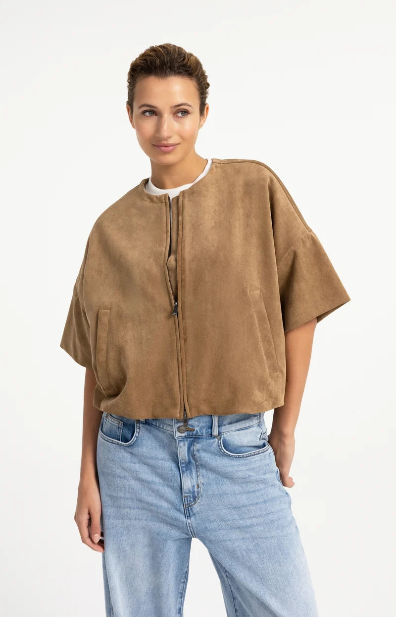Veste oversize en suédine avec manches courtes