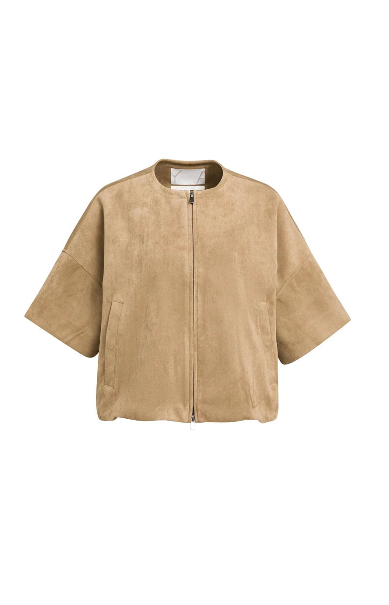 Veste oversize en suédine avec manches courtes