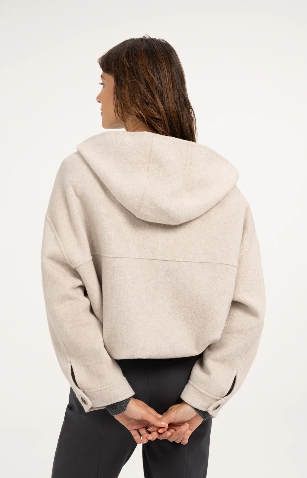 Veste oversize en laine mélangée avec capuche